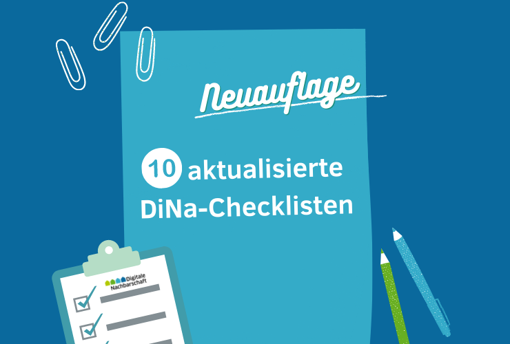 Verkündung, dass 10 DiNa-Checklisten neu aufgelegt wurden.